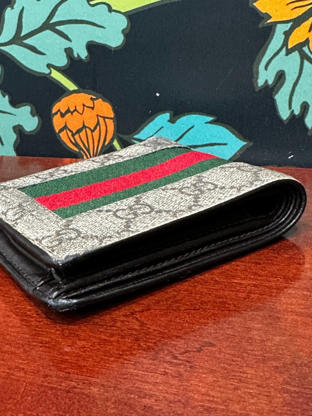 Gucci GG Supreme Web Stripe Bifold Wallet w Box Dust Bag - Picture 4 of 10
